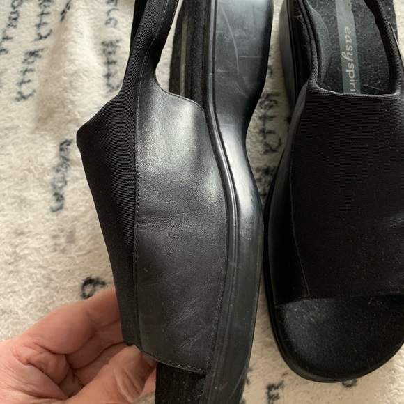 Easy spirit woman’s black leather and material sandals size 9 - Picture 3 of 10